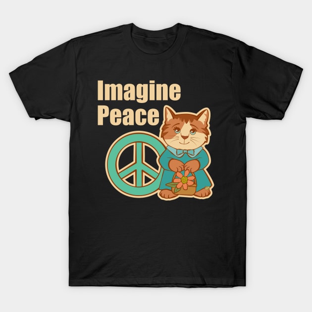 Imagine Peace Cat T-Shirt by Sue Cervenka